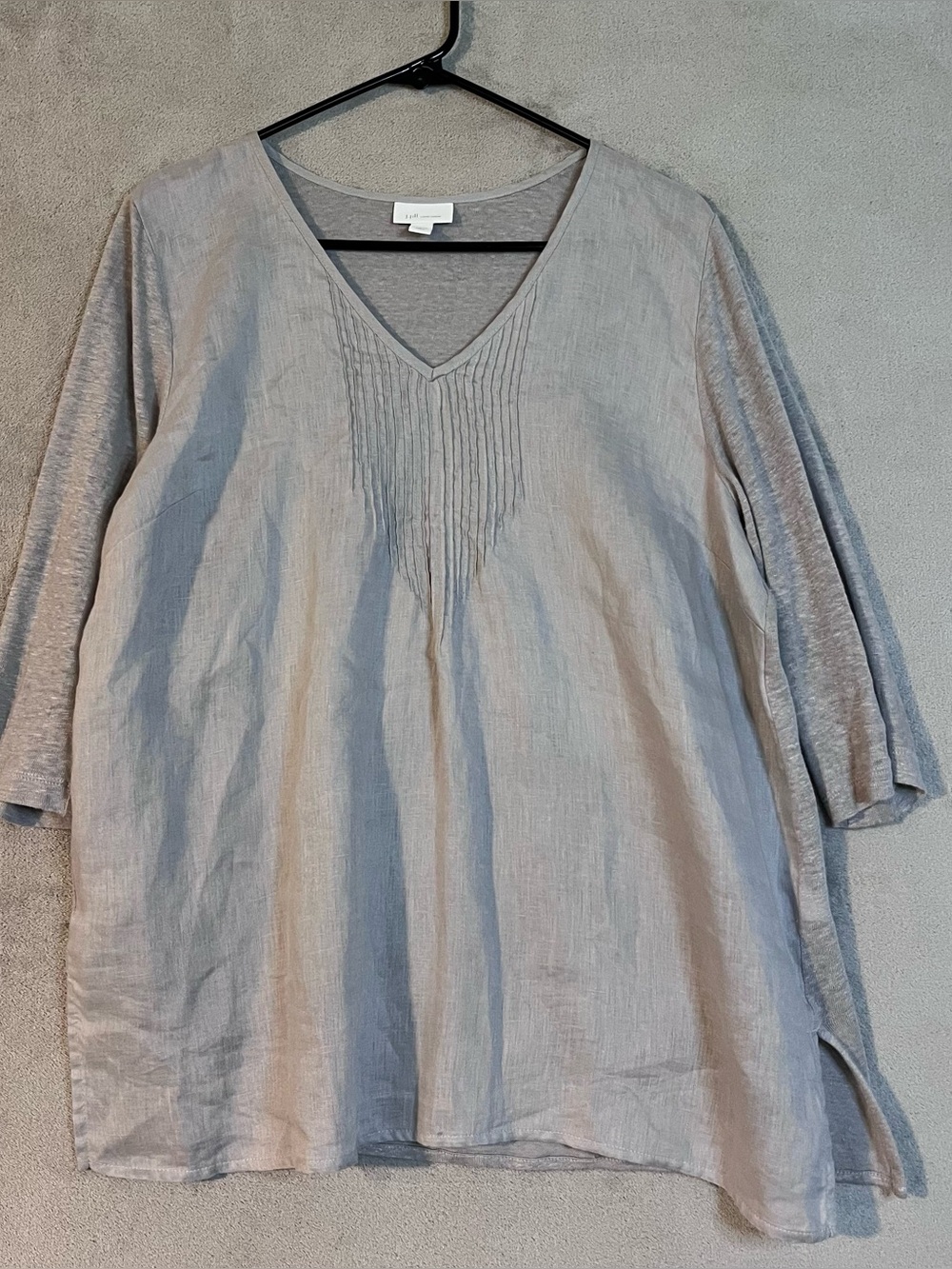 J Jill  Love Linen Lagenlook V-Neck 100% Linen Tunic Top Womens Petite Large